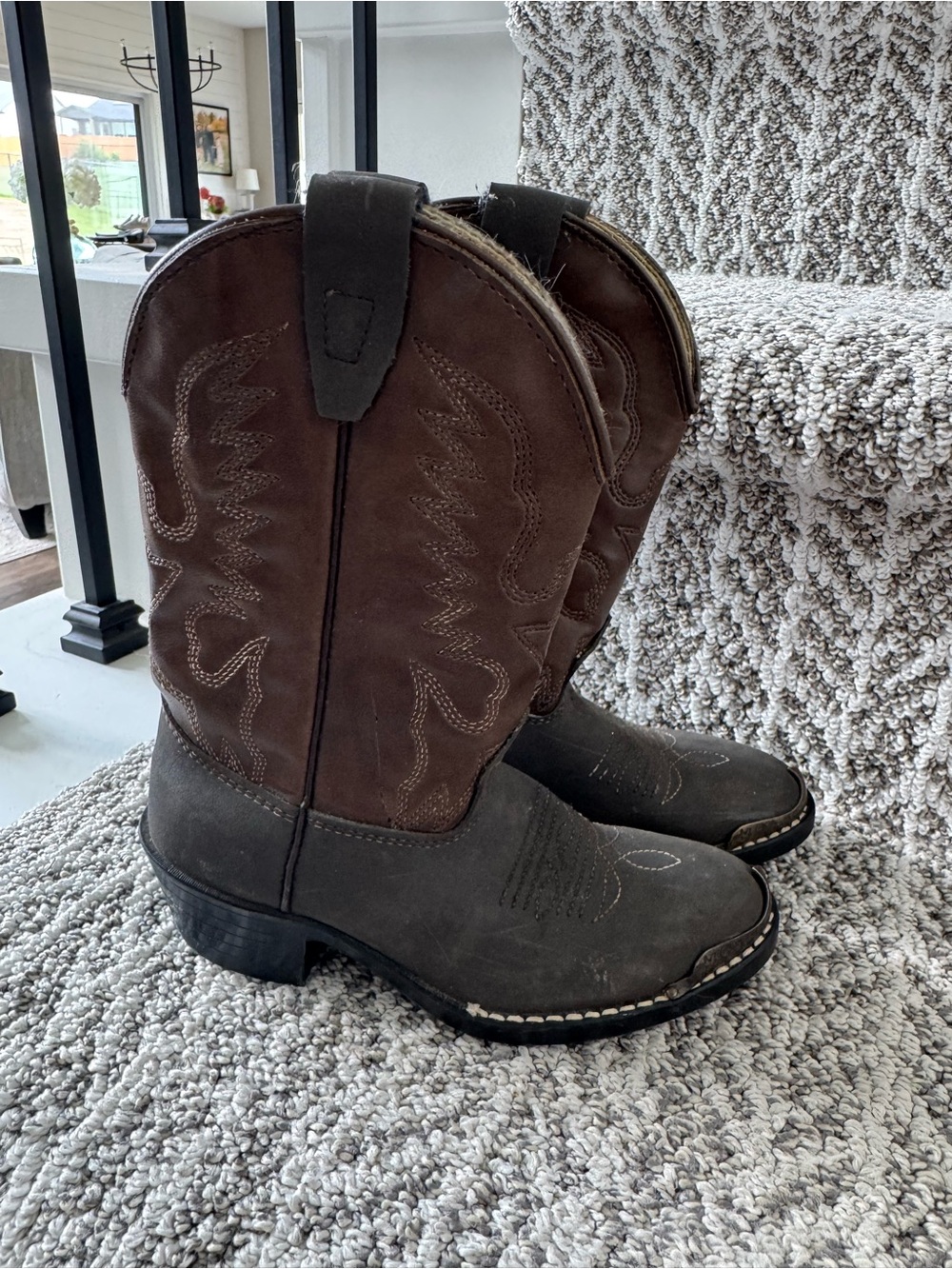 Texas Brown Two-Tone Western Cowboy Boots Child Size 11